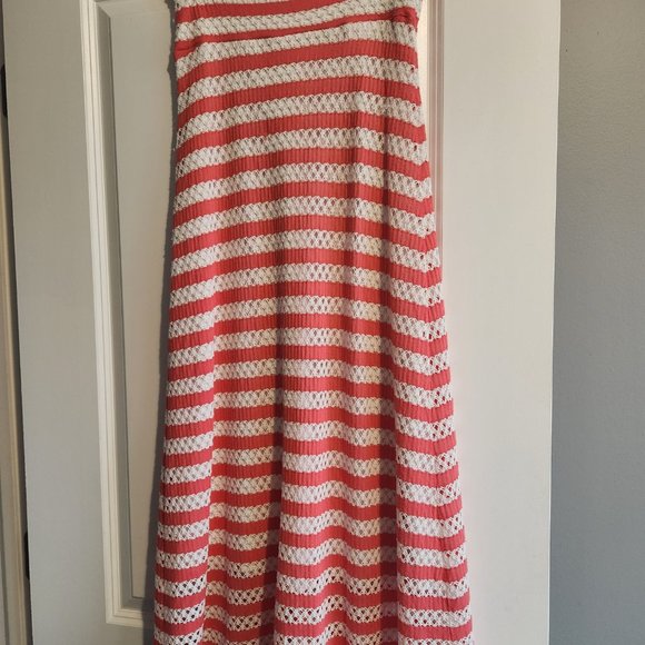 Coral and Cream Maxi Skirt - Picture 2 of 2